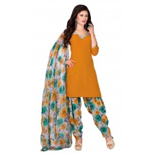 Triveni Pretty Yellow Colored Printed Polyester Salwar Kameez